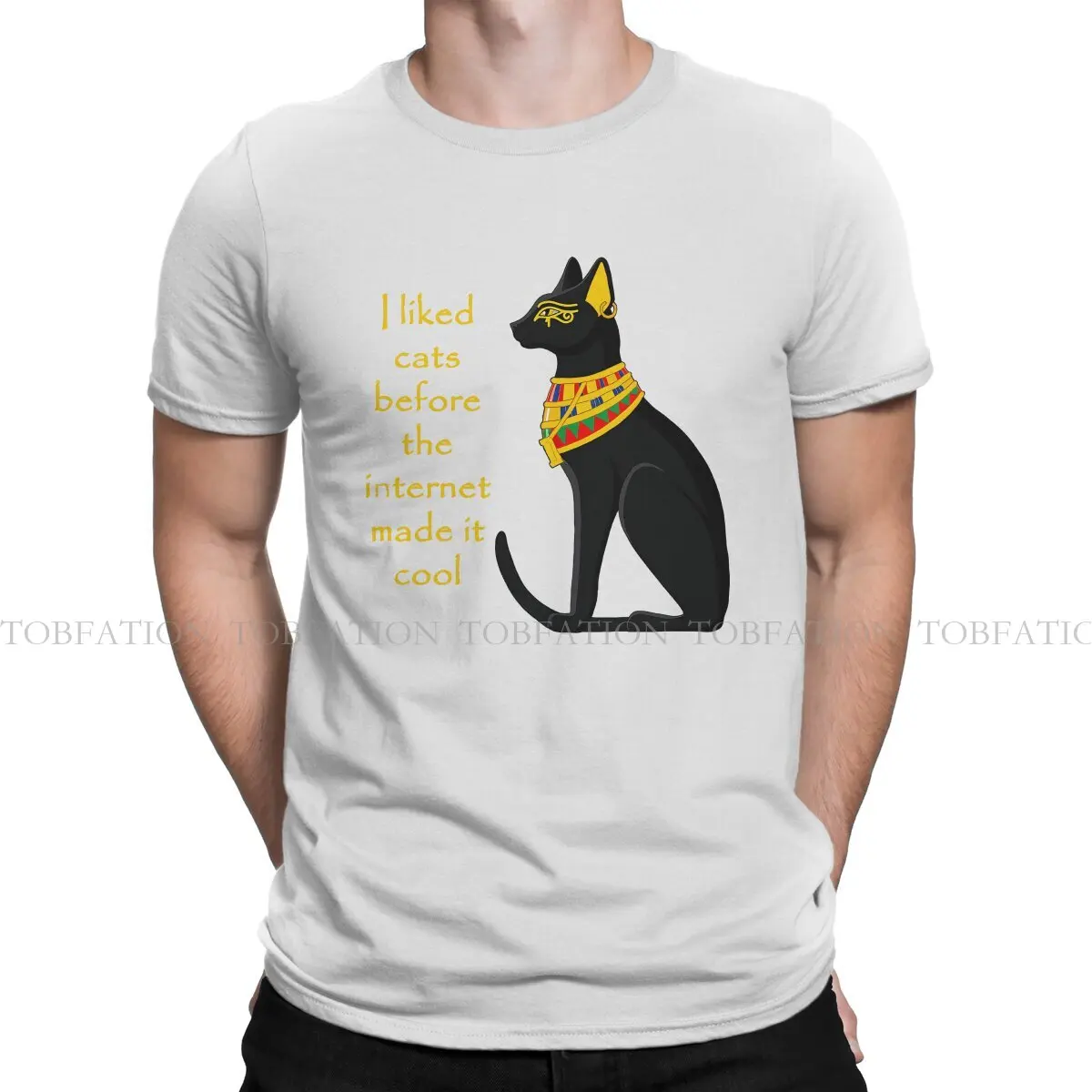 

Футболка мужская оверсайз из натурального хлопка, с египетским котом