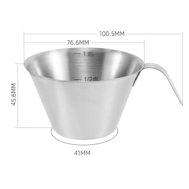 100 Ml Mérőpohár Fogantyúval Rozsdamentes Acél Eszpresszó Kávé Pékséghez - Image 6