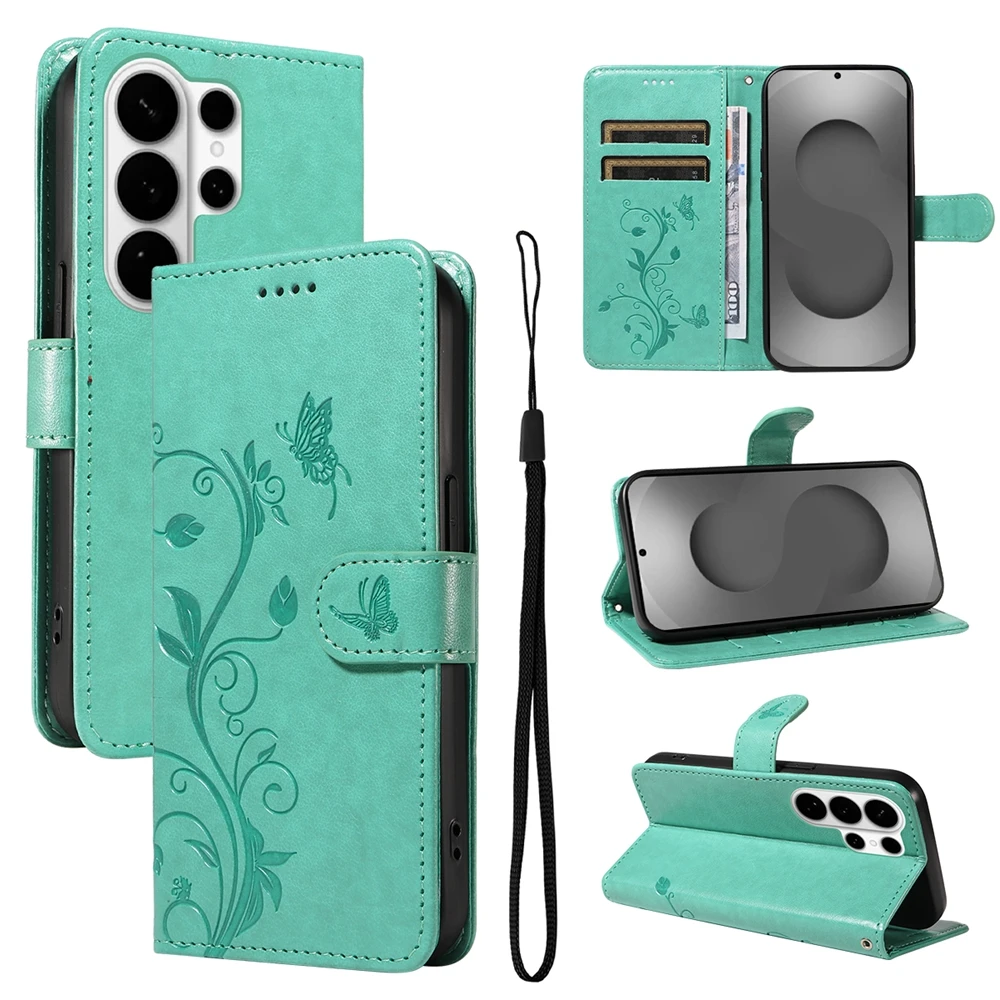 Elegant Butterfly Magnetic Leather Wallet Flip Cover - Premium Quality