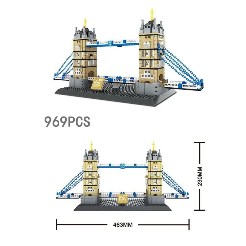 Creative Construction World Famous Modern Building Brick Architecture Model England London Tower Bridge Toys Collection for kid - 3