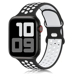 Premium Sport Silicone Strap for Apple Watch - Sleek and Comfortable Design (Black white 04)