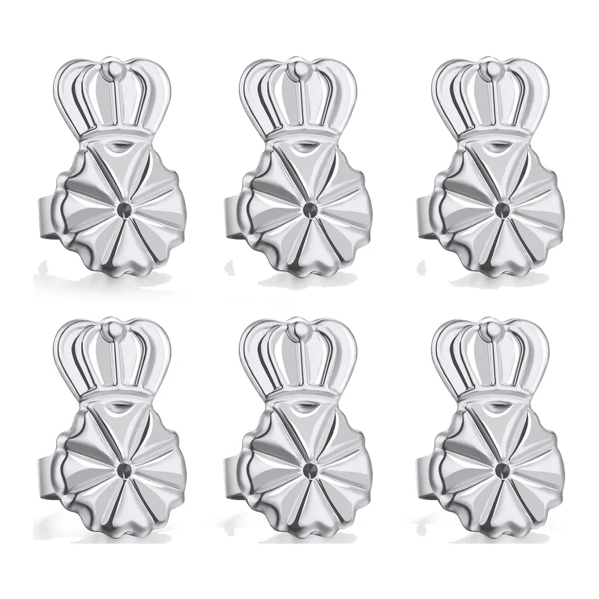 

3-Pairs Earring Backs,Earring Backs Lifter for Heavy Earrings, Adjustable Hypoallergenic Secure Earring Backs(Silver)