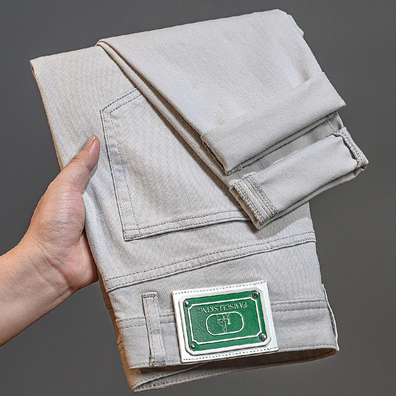 2024 autumn new jeans men's Stretch Slim high-end casual light luxury and simplicity all-match mute trousers 3