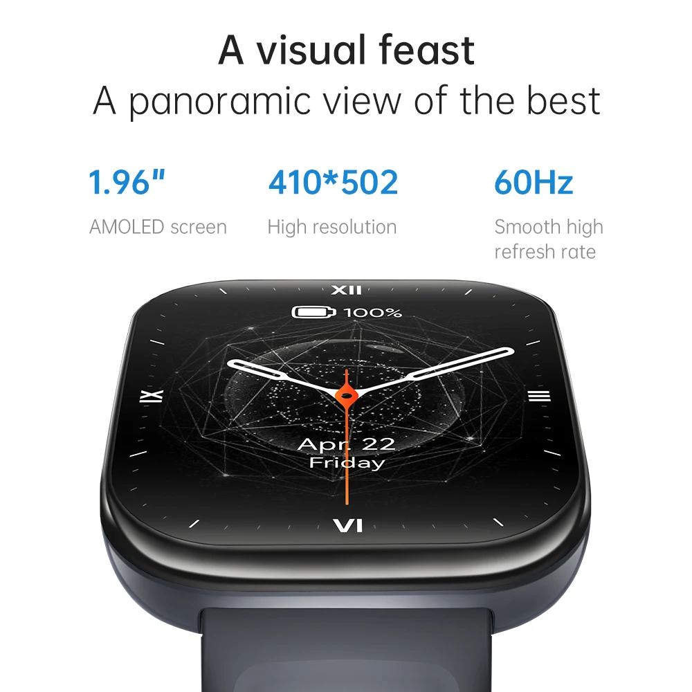 KUMI U6 1.96″ AMOLED GPS Smart Watch Bluetooth Call Compass Path Retracing Heart Rate Measurement Oximetry Men Women 3