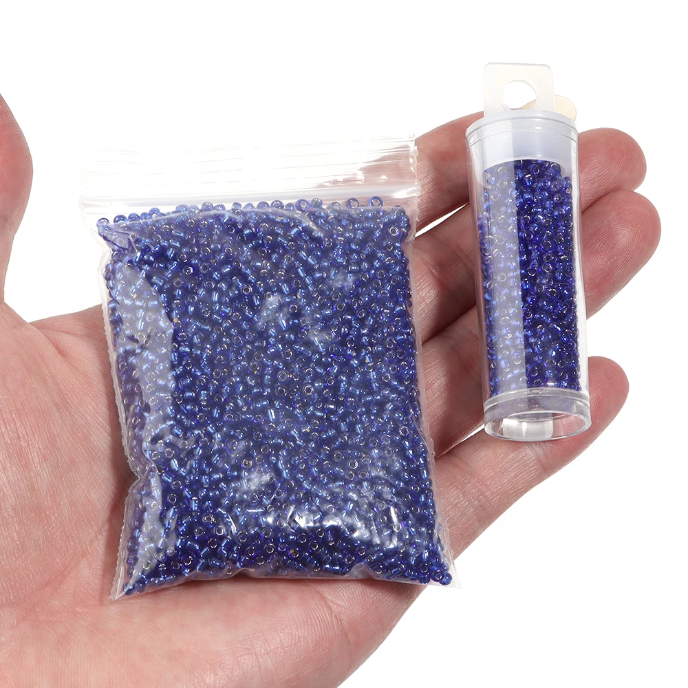 2mm Glass Seed Beads Silver Inside 3