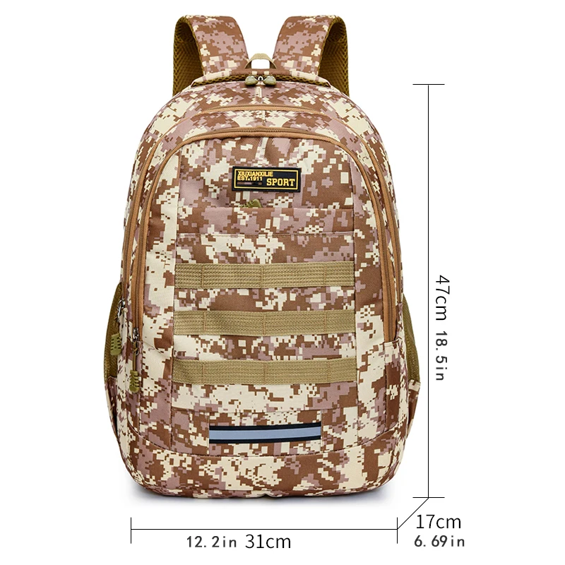 With a laptop compartment - a large-capacity travel and military camouflage backpack - suitable for hiking - a daily carry bag,