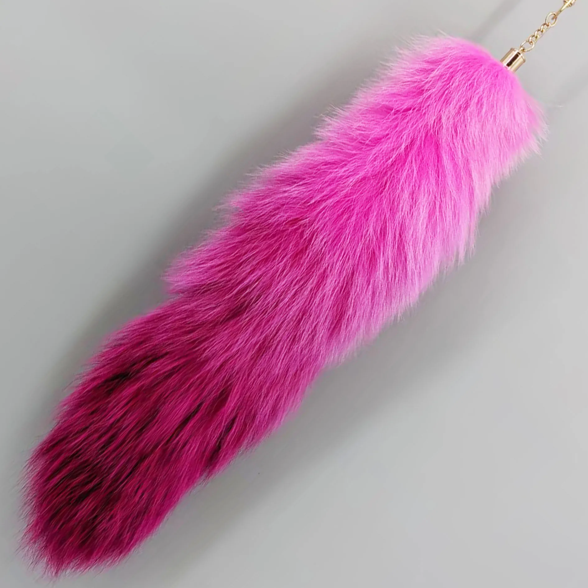 Luxurious Natural Fox Fur Tail Keychain - Chic Y2K Fashion Accessory, 40 cm