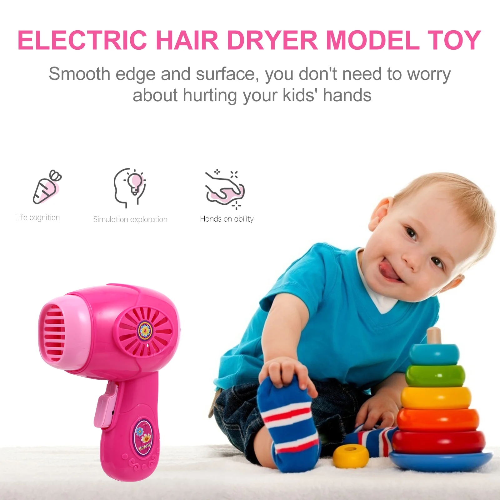 Simulation Toys Mini Baby Dolls Hair Dryer Role Play Electric Model Pretend Dollhouse Decoration Plastic Kid Kids Plaything 2