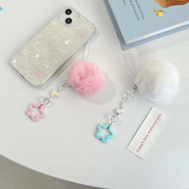 

Handmade Soft Ball Phone Charm Star Keychain for Phone and Bag Decoration