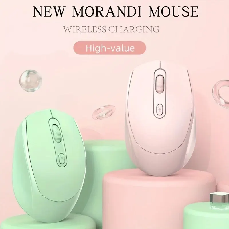 Wireless Mouse 2.4G Rechargeable Dual Mode Wireless BT Mouse Bluetooth 5.2+USB Receiver Portable Silent Gaming Mouse For Laptop/Desktop/Tablet