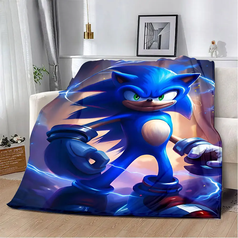 Picnic Blanket S-Sonic H-Hedgehog Printed Blanket Picnic Blankets Warm Blanket Soft and Comfortable Home Travel Birthday Gift