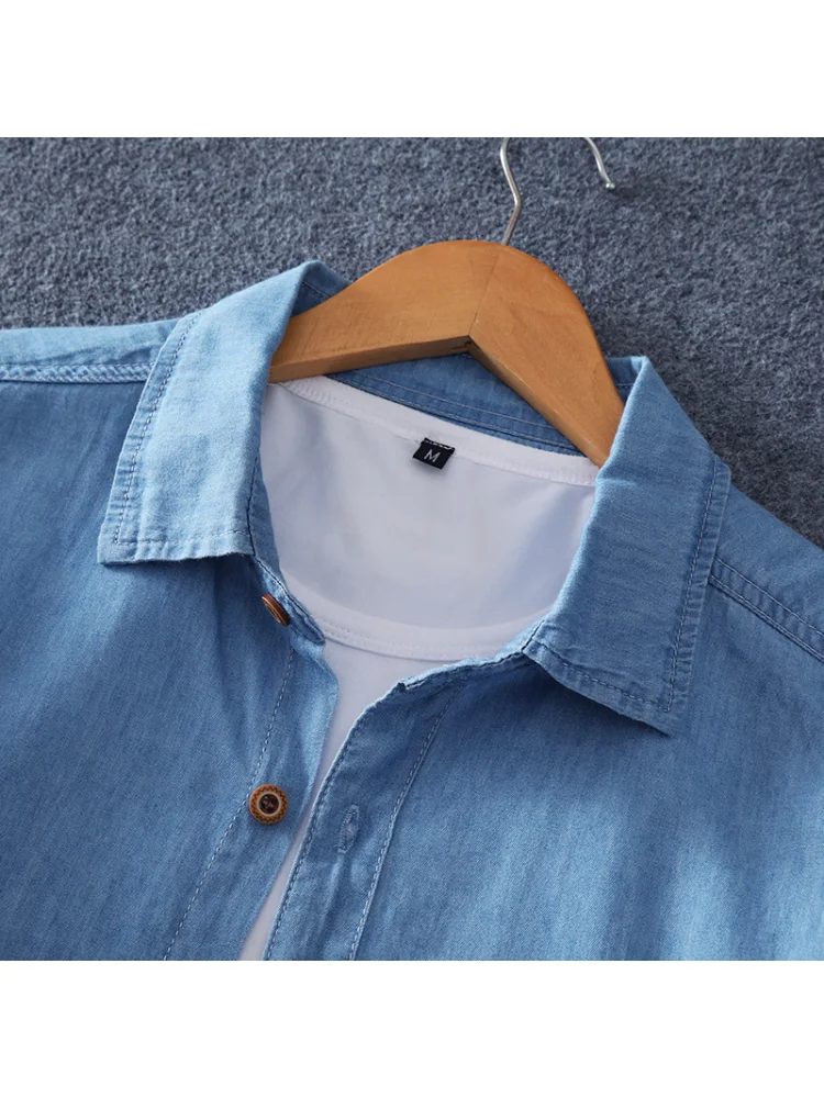 Cotton Spring Autumn Men Long Sleeve Cotton Denim Casual Coat Casual Shirts Plus Size L-5XL 6XL 7XL 8XL denim shirt,long sleeved shirt