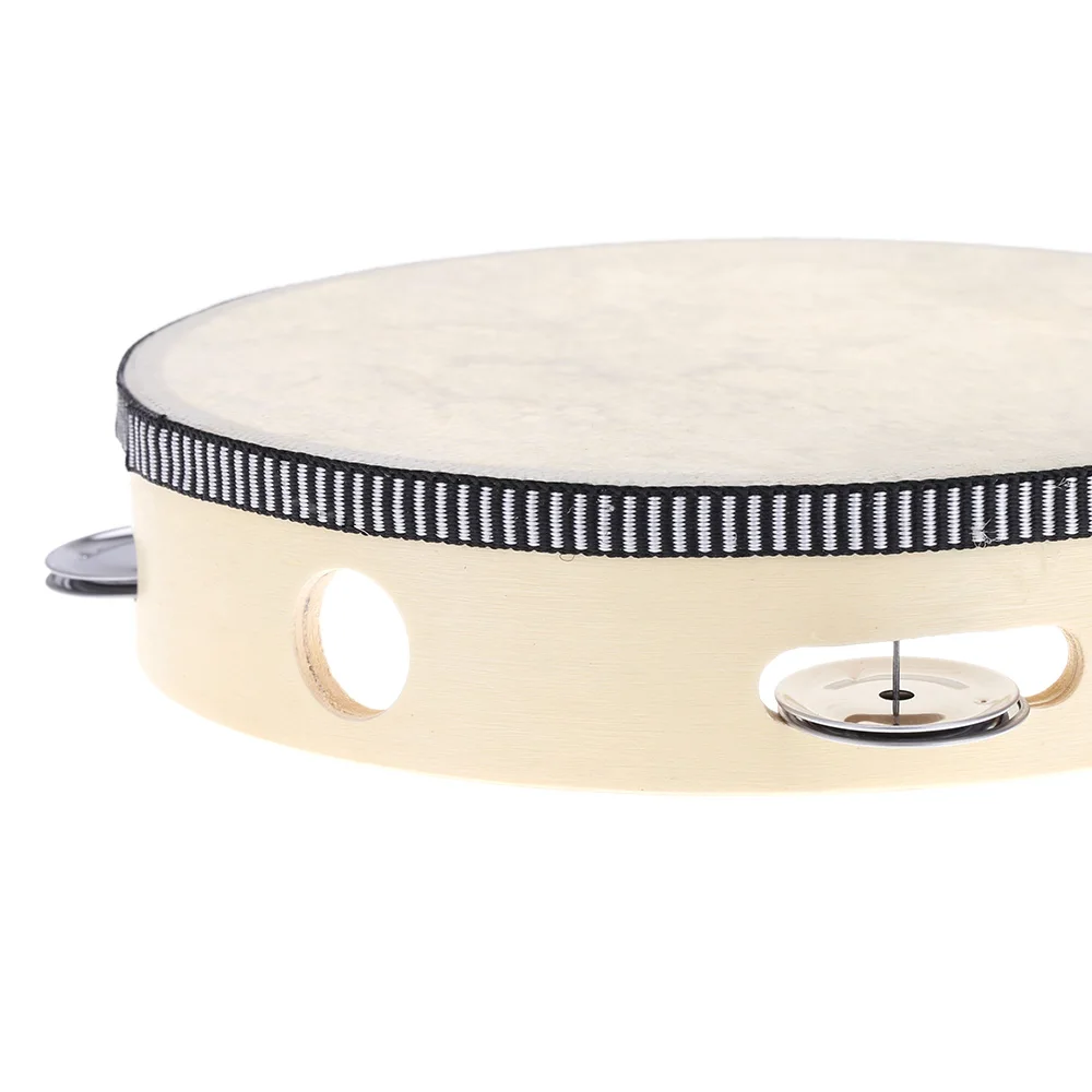 Musical Percussion Instruments 8 Inch Handheld Tambourine with Metal Jingles Percussion Drum Early Education Instrument Musical Toy Gift for Kids Students