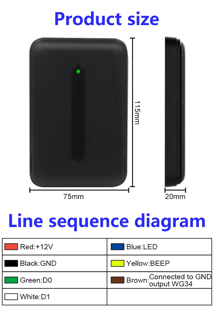 Access Control Card Reader RFID Reader IP68 Waterproof Dual Frequency 125KHz + 1