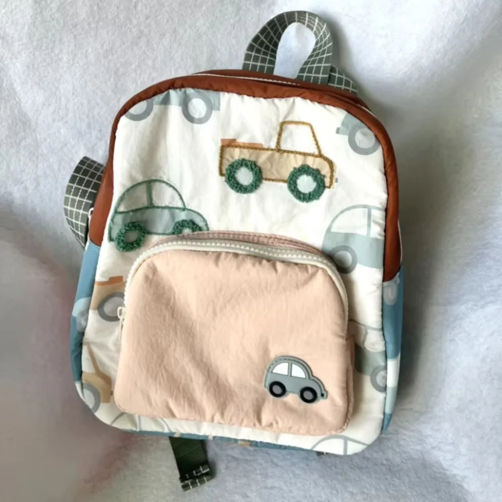 Cartoon Car Embroidery Children's School Backpack Kindergarten Boys and Girls School Bags Lightweight Backpack Multifunctional 1