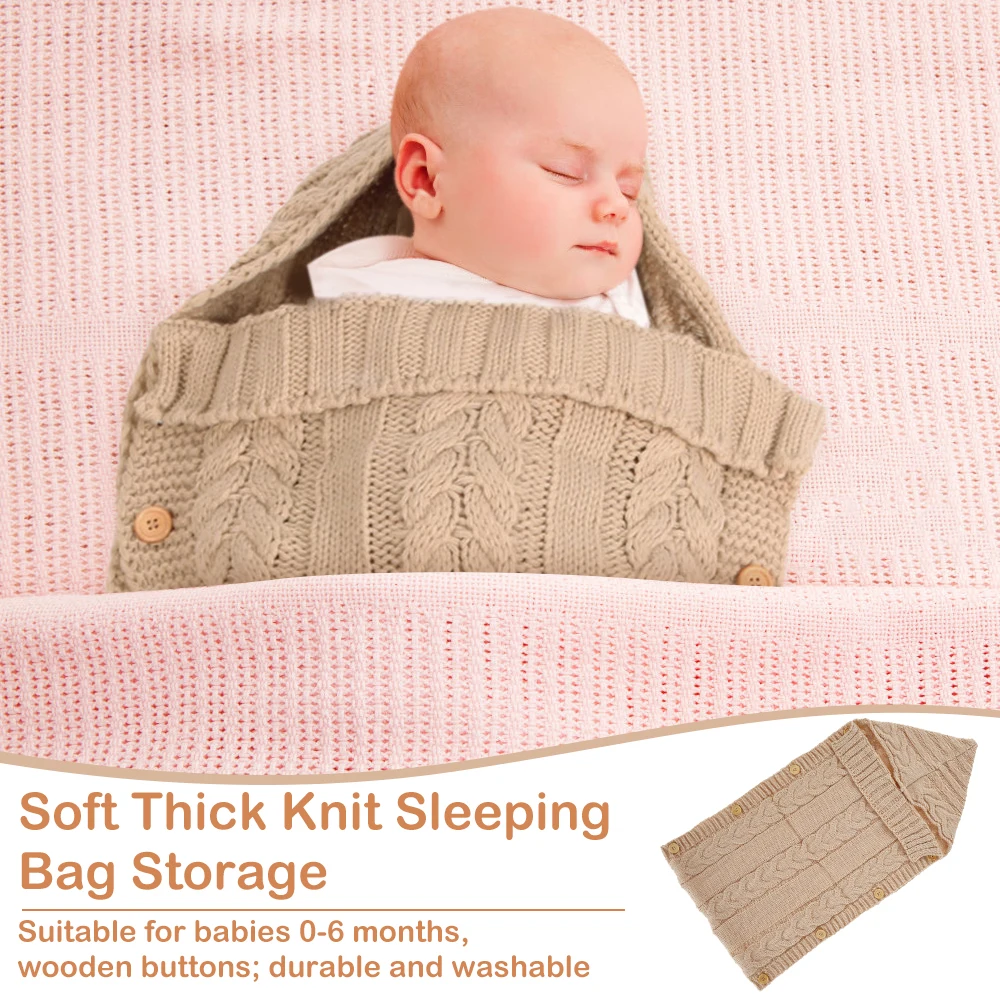 Newborn Baby Blanket Cotton Blend Infant Wrap Blanket Newborn Hooded Towel Blanket Knit Baby Resting Bag Soft Thick Knit Wrap 2