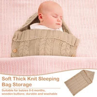 Newborn Baby Blanket Cotton Blend Infant Wrap Blanket Newborn Hooded Towel Blanket Knit Baby Resting Bag Soft Thick Knit Wrap 2