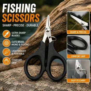 1set Titanium Coating Stainless Steel Fishing Scissor Plier Cut PE Braid Line Cutter Plies Carp Outdoor Fishing Accessories Tool 1