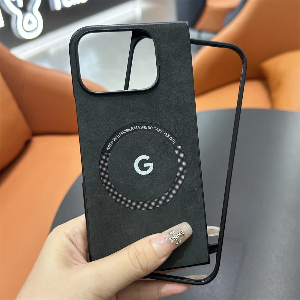 Magsafe Sheepskin Leather Magnetic Phone Case with Wireless Charging Cover