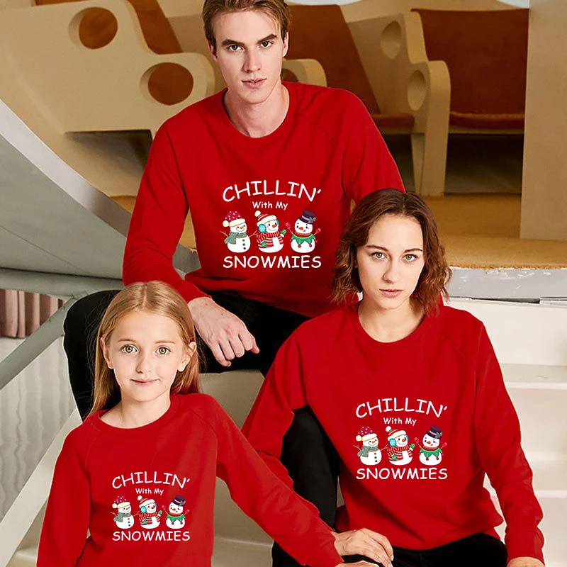 

Family Matching Christmas Tops Exclusive Design Chillin Three Snowimes Family Christmas Sweatshirt