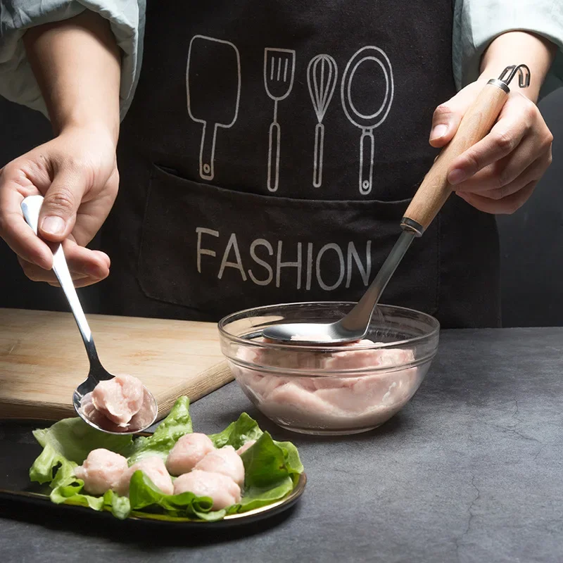 Meatball Spoon Household Fishball Maker Squeezing Meatball Spoon 304 Stainless Steel Fish Ball Making Tool