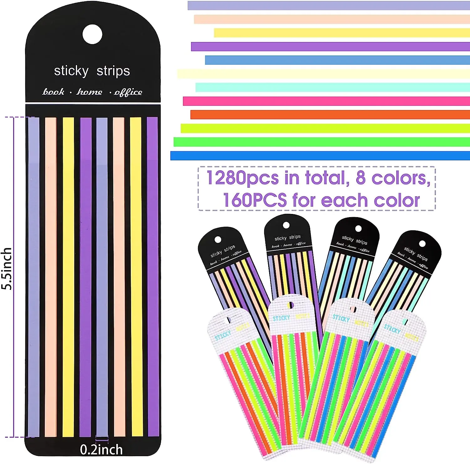 Highlighter Tape，1280 Pcs Long Transparent Highlighter Strips Page Markers Tabs for Annotating Books Removable Clear Highlighter 3