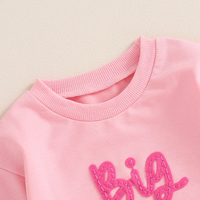 2024-05-27 Lioraitiin Autumn Sweatshirts for Girls Long Sleeve Crewneck Letter Embroidery Loose Fit Pullover Tops 4