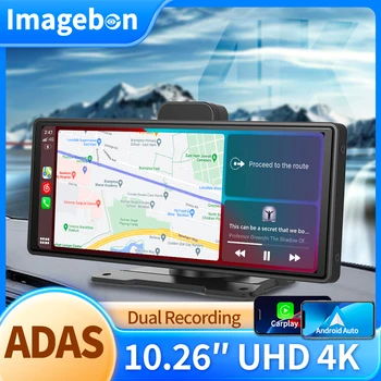 10.26 "4K Dash Cam ADAS Wireless Carplay e Android Auto Car DVR 5G WiFi GPS Navigazione Telecamera retrovisore Cruscotto Videoregistratore