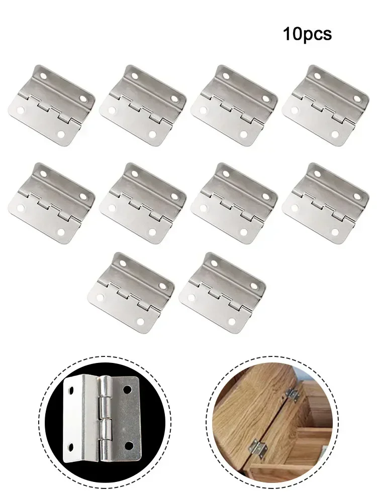 Wooden Box Tri-Fold Hinge Right Angle 4-Hole Hardware 10pcs Home Improvement Spare Parts Cabinet Door Furniture Fitting