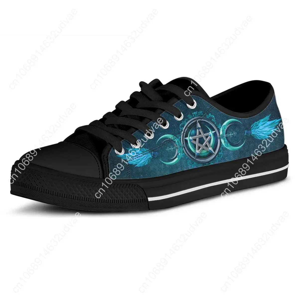 Classic Women Vulcanized Shoes Pagan Wiccan Witch Pattern Canvas Comfortable Flats For Girls Light Lace Up Sneakers