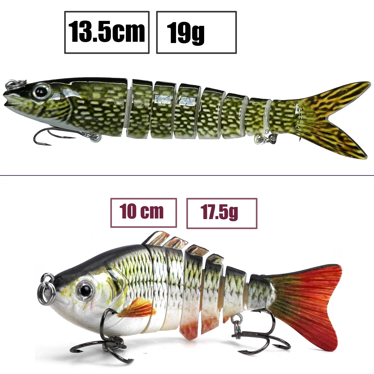 2pieces fishing lures swimbait 3D Lifelike Fishing Lures for Bass Trout  Perch Freshwater Fishing Lures Multi Jointed Swimbait - AliExpress
