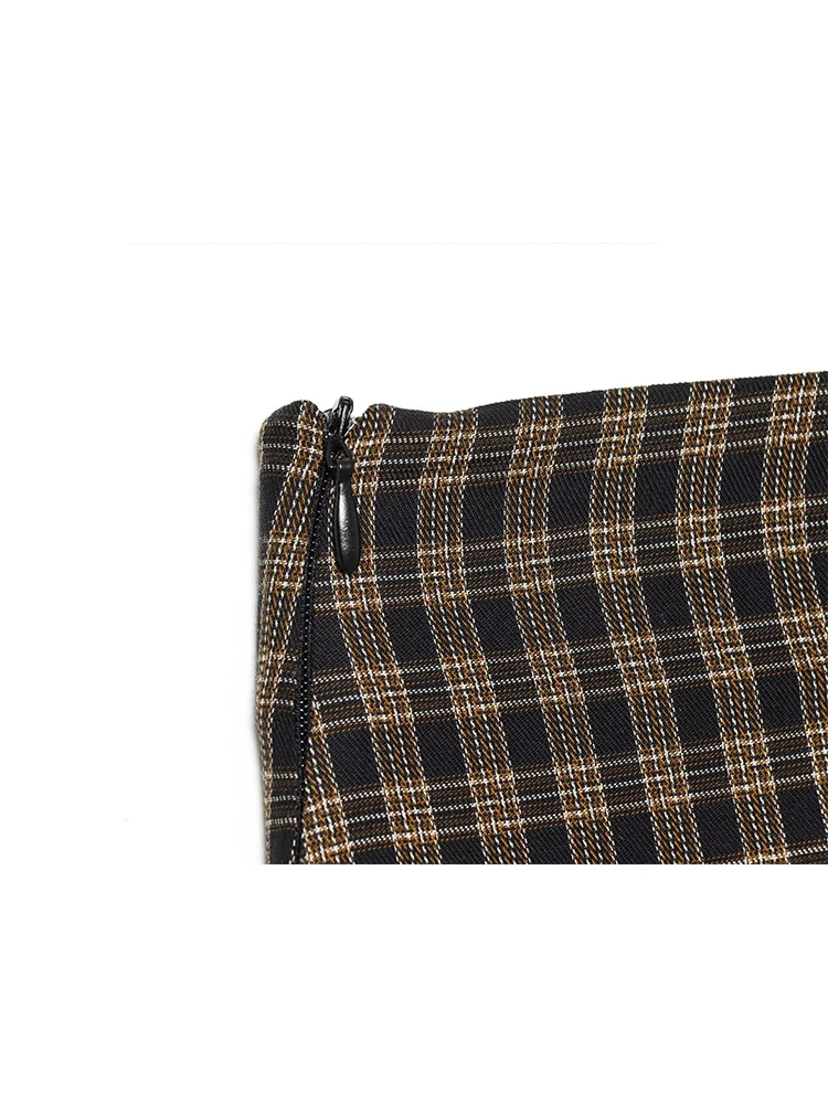  Women's High Waist Plaid Midi Skirt Fashion Casual Slimming Plaid Printed Straight Skirt Retro Style Elegant Lady Long Skirt