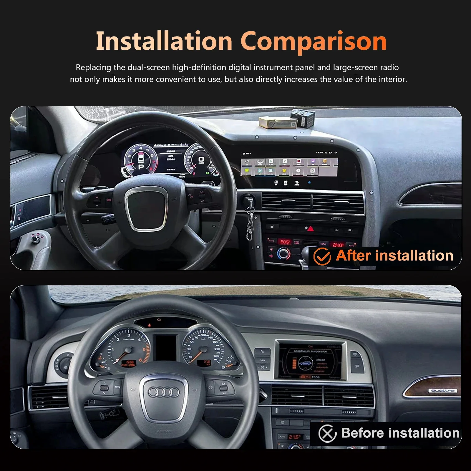 Digital Instrument Cluster For Audi A6 A6L C6 4F 2005-2012 Android,CarPlay,Speed