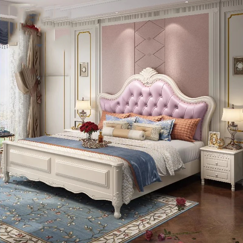 

Glamorous European Double Bed Designer Luxury Villa Sleeping Full Size Bed Frame Storage Modern Design Camas De Casal Furniture