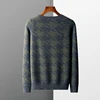 Autumn and winter new men's O-neck 100% Merino wool thick pullover knitted sweater loose fashion warm bottoming shirt coat 3