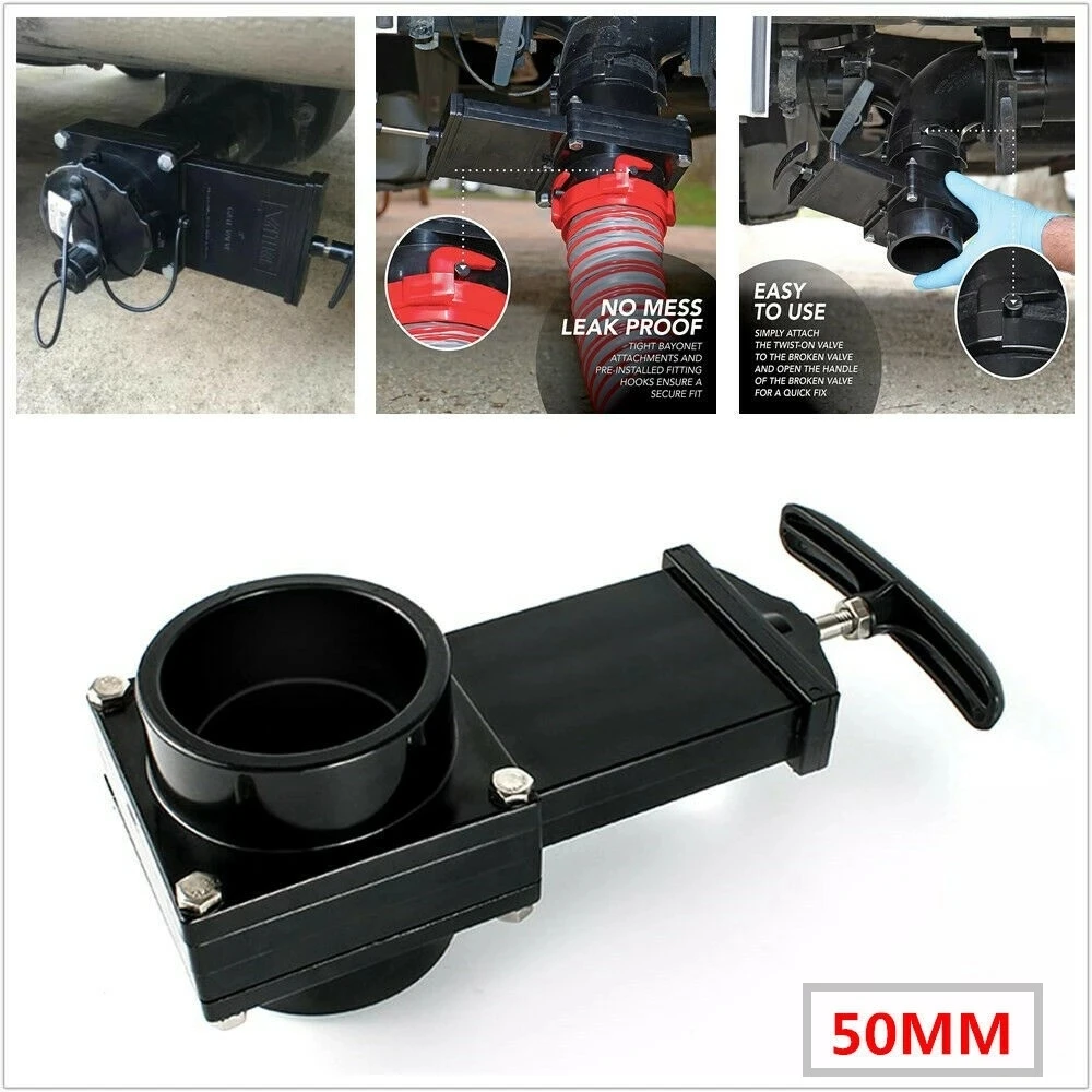 Rvカムパートレーラー用のプラスチック製ウォータータンク交換用ダンプバルブ-黒