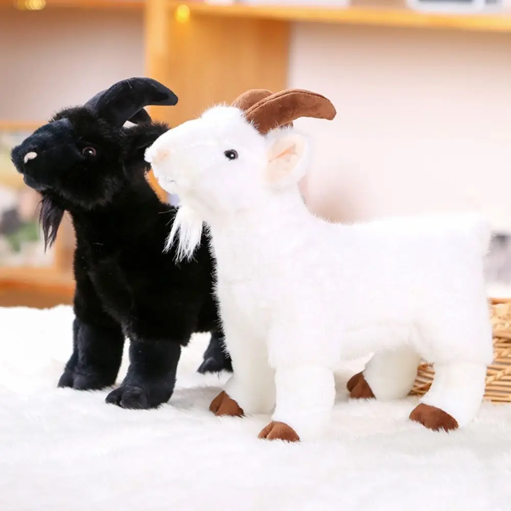 PP Cotton Baby Goat Plush Doll Fluffy 18/30cm Horned Sheep Plush Toys Soft Lovely Baby Goat Keychain Valentine's Day Gifts