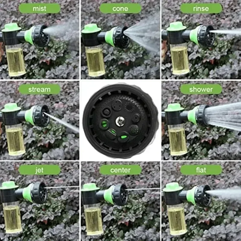 New High Pressure Foam Water Gun 8 In 1 Garden Watering Hose Nozzle Sprinkler Soap Dispenser Pet Shower Spray Gun Car Wash Tool