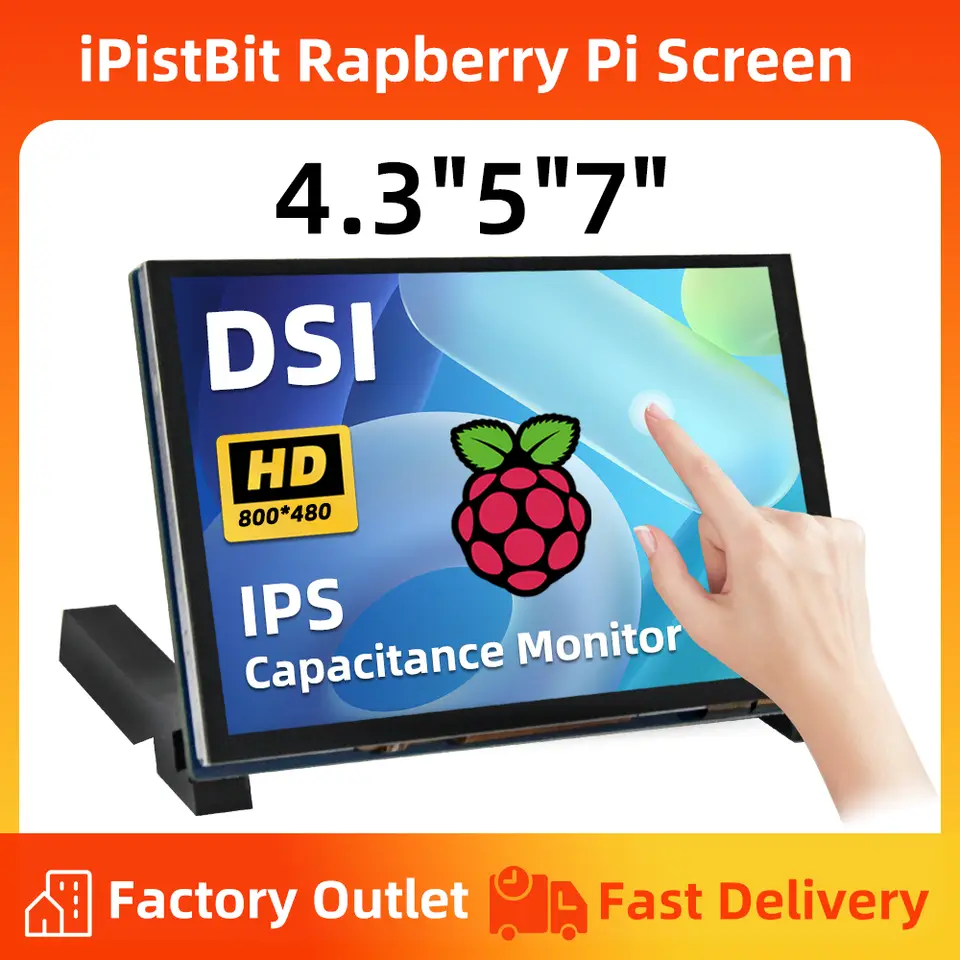 IPistBit 4.3/5/7 Inch DSI Touch Screen LCD Display Portable Capacitive Touchscreen Monitor 800x480 for Raspberry Pi 5 4 3 3B+ 2 image 1