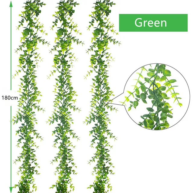5 Csomag Mesterséges Eukaliptusz Koszorúk Hamis Növényzet Szőlő Faux Függő Növények Az Esküvői Asztal Hátteréhez - Image 4