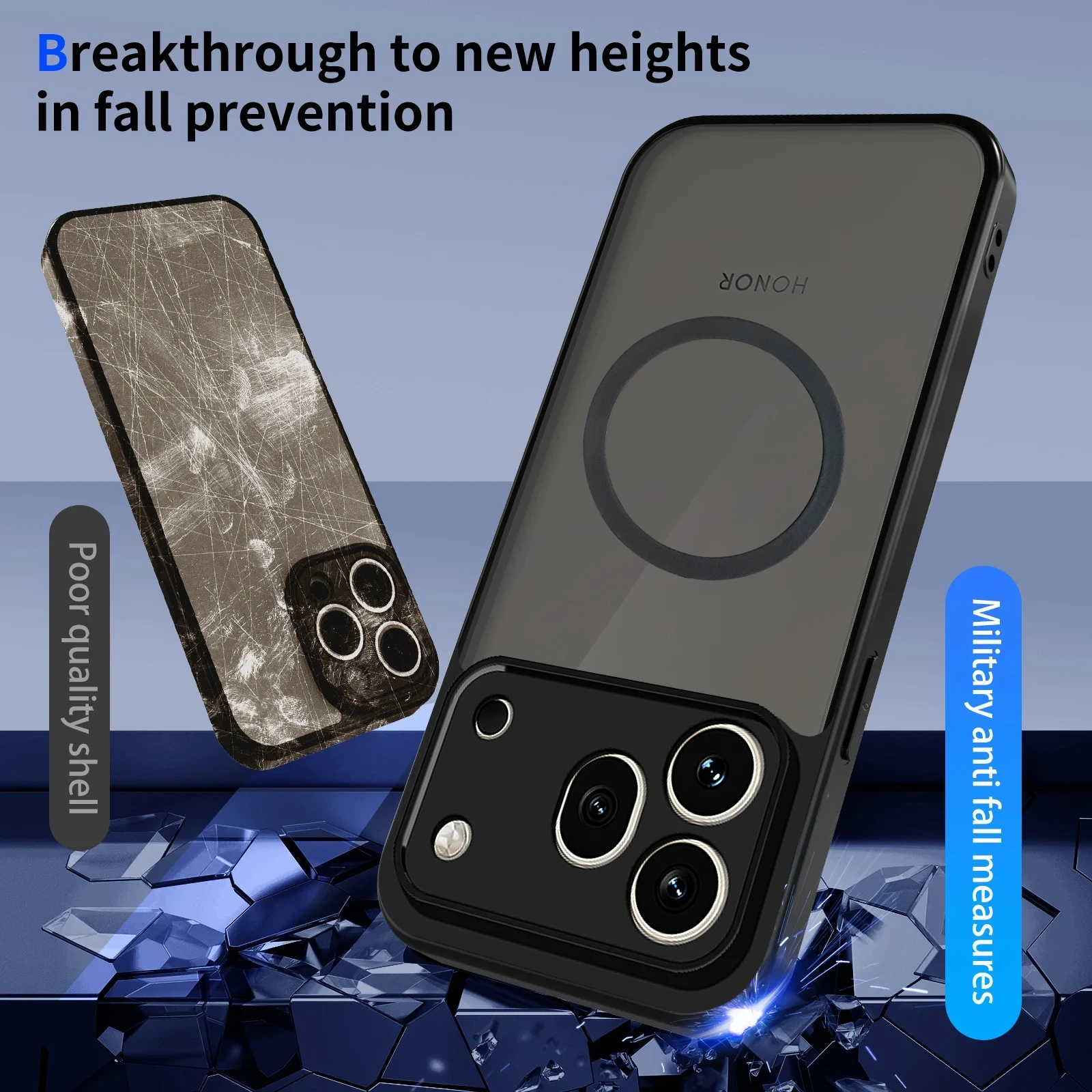 Premium Translucent Soft-Edged Phone Case with Magnetic Charging and Shockproof Protection