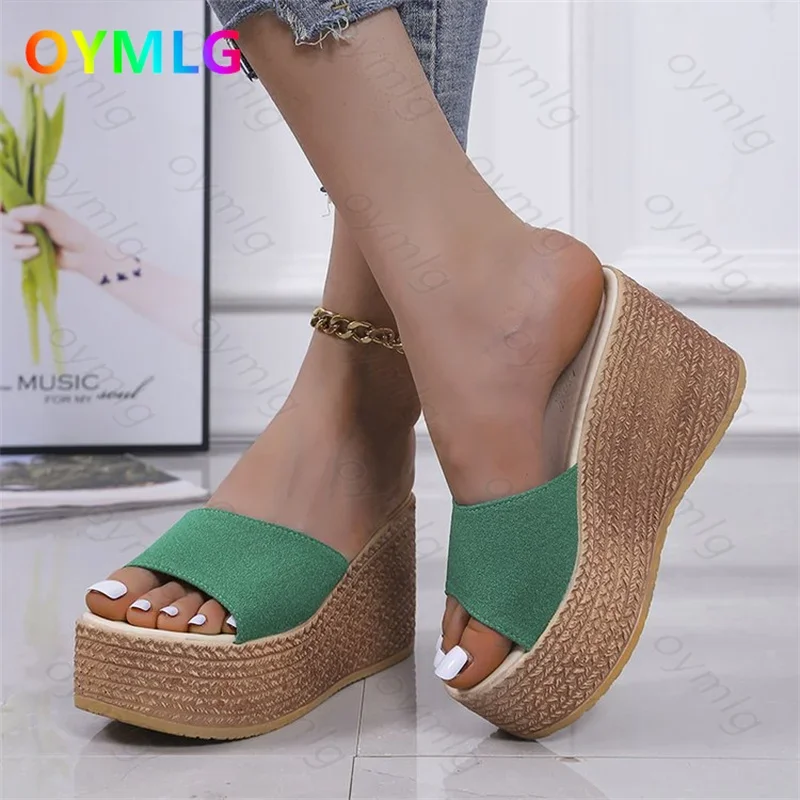 2021 Moda Donna Scarpe Fiore Sandali Da Donna Linea Auto Antiscivolo Vacanza Spiaggia Mare Pendenza Tacco Comodi Sandali