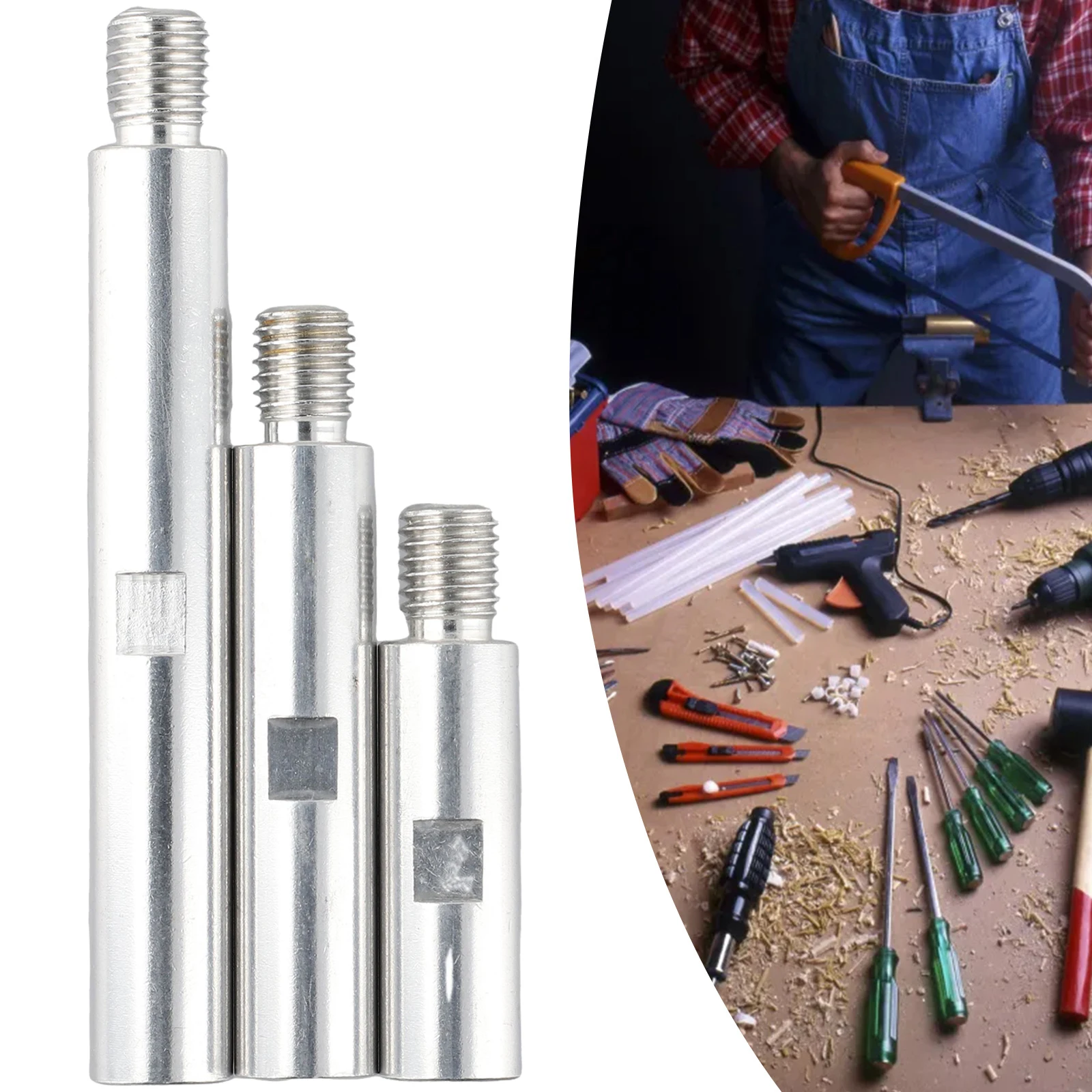 wrench screw cap 3pcs set for electric grinder keyless faster metric thread rotary tool accessories high quality 3Pcs/Set Angle Grinder Polisher Extension Rod M14 Adapter Connecting Rod Grinding Connection Adapter Power Tool Accessories