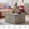 Square Table, Coffee Table with Hidden Storage Organizer,Wood Farm House Light Oak Living Room Tables with Hinged Lift Top 3