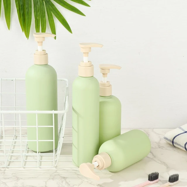Botellas redondas recargables de plástico verde fresco para champú, loción  líquida, Gel de ducha, dispensador de jabón espumoso, herramientas, novedad  - AliExpress
