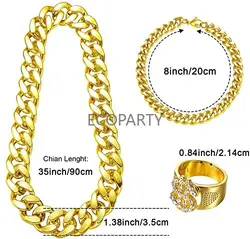 Retro Hip Hop Punk Costume Kit with Gold Accessories (Orange)