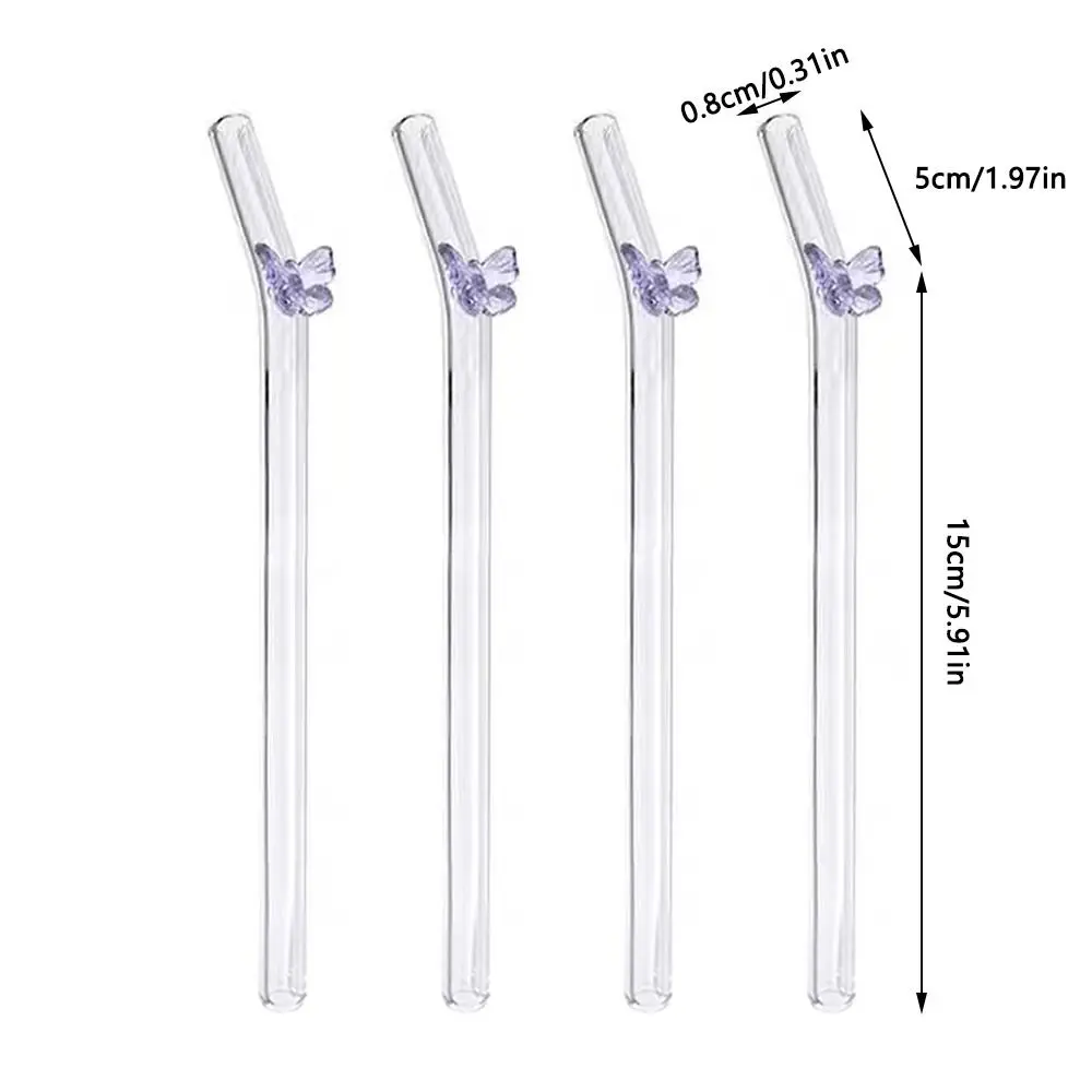  Reusable Glass Straw with Flower,Shatter Resistant Bend Glass  Straws with Design Flower Decorative Cocktails Bar Accessories with  Cleaning Brush (16) : Home & Kitchen