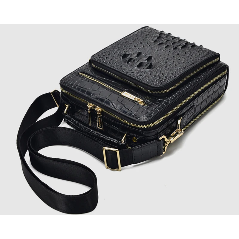 Bolso de negocios con patrón de cocodrilo para hombre, bandolera