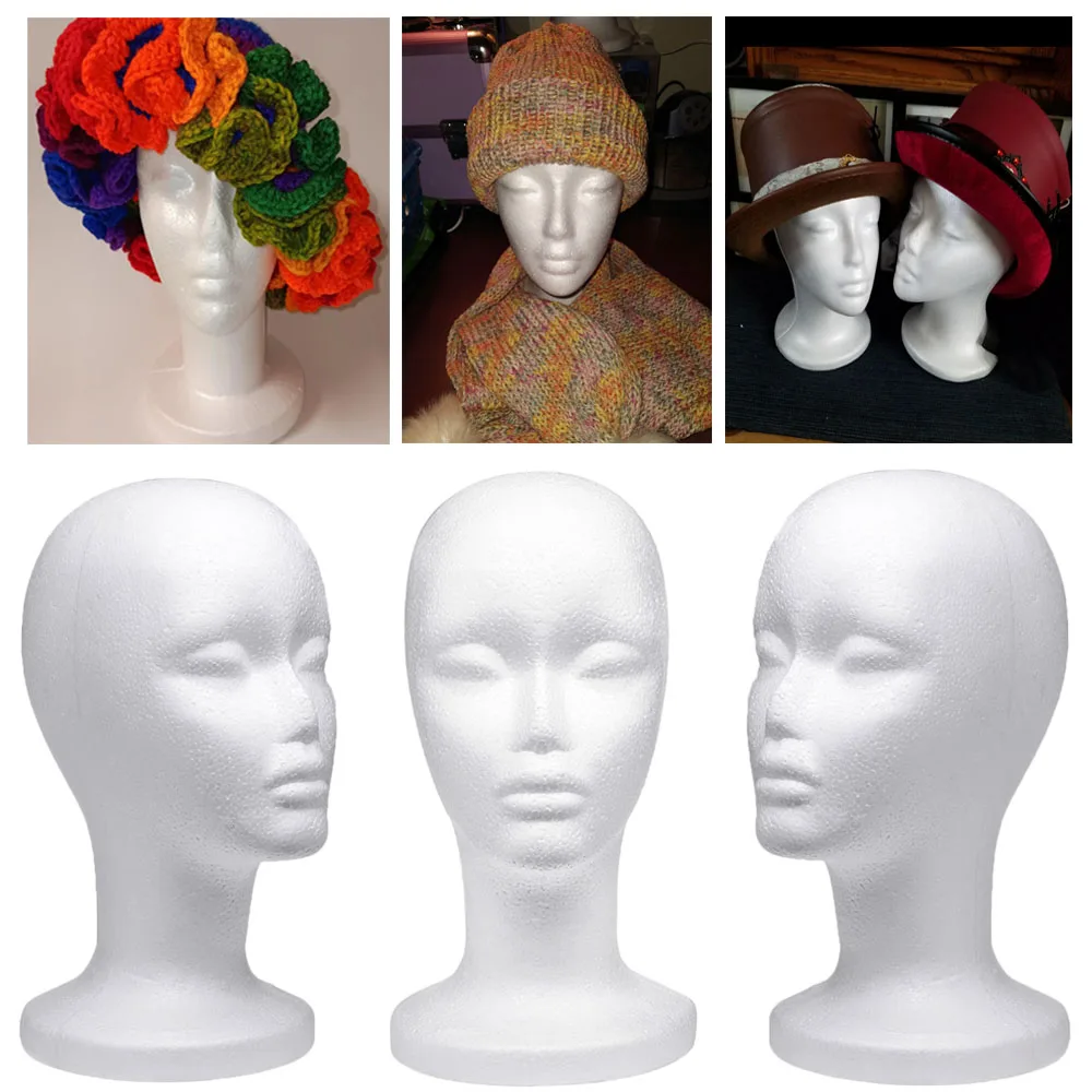 

Foam Wig Head, Female Mannequin Head Wig Display Stand Holder, Cosmetics Model Head White Foam Heads Glasses Mask Hat Hairpiece