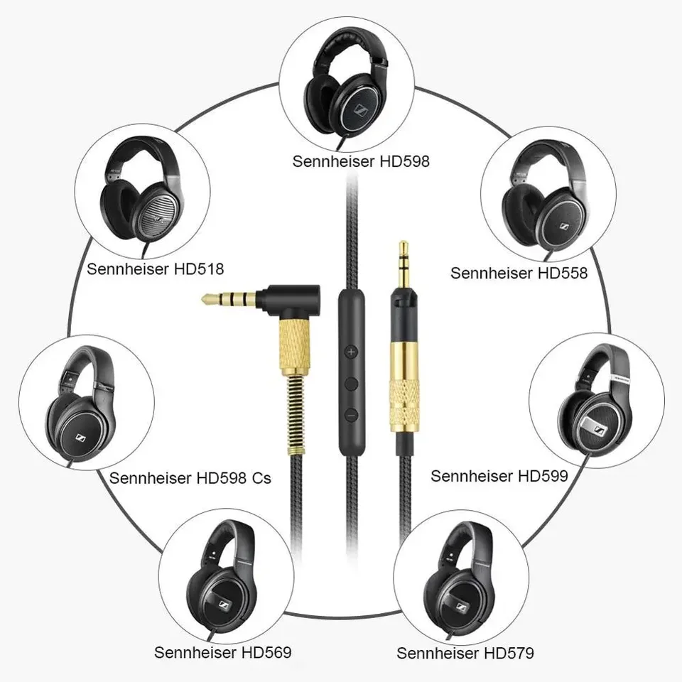 Replacement Nylon Audio Cable For Sennheiser HD598 Cs, HD599, HD569, HD579 – 4-9.8ft